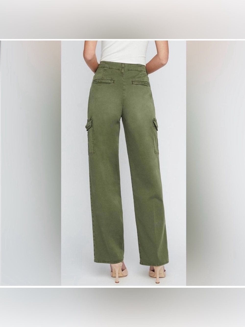 L'AGENCE Zoella High Rise Trousers Khaki Channing Cotton Cargo Twill Pants -24 - Picture 2 of 9
